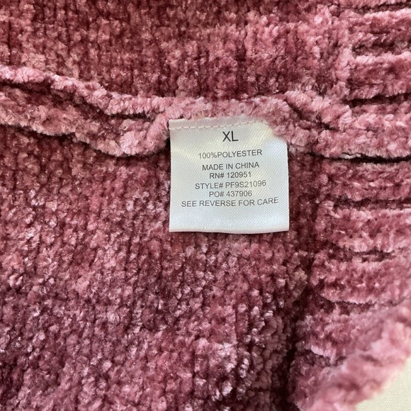 Pink Rose Chenille Cowl Neck Sweater Women's XL Cozy Plush Knit - Picture 5 of 7